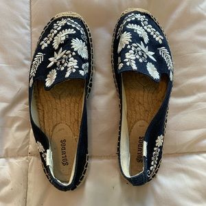 Soludos blue embroidered espadrilles, size 8.5